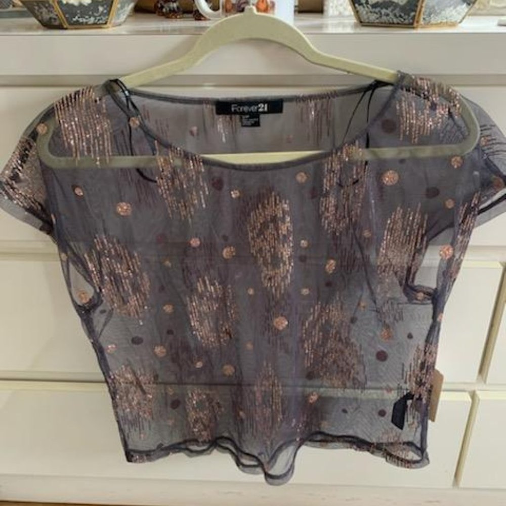 Forever XXl sheer semi cropped top